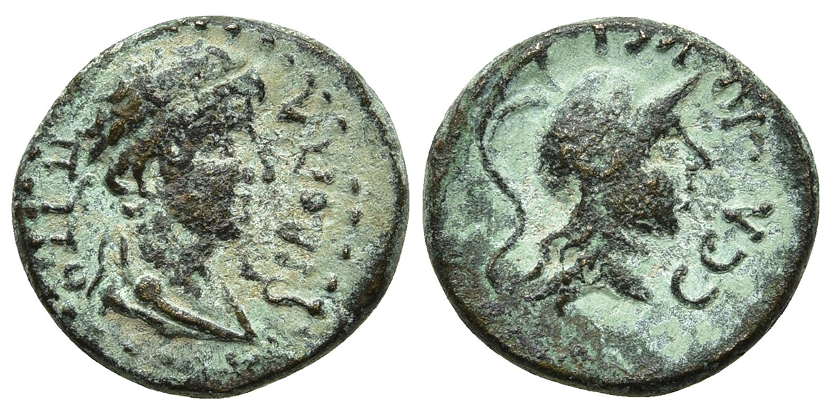Philopappus - AE chalkous - Bust / Athena